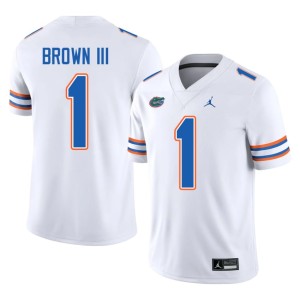 Alumni Vernell Brown III Mens White University of Florida #1 Jerseys 223183-758