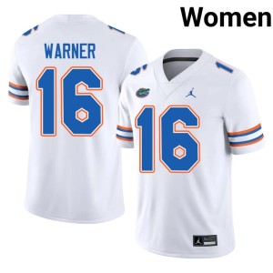 Embroidery Womens University of Florida Gators White Aidan Warner #16 Jerseys 870575-231