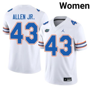 University Alfonzo Allen Jr. Women's White #43 University of Florida Gators Jerseys 742582-276