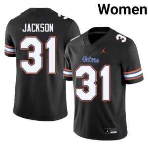 Game Gator Nation #31 Evan Jackson Women Black Jerseys 145731-843