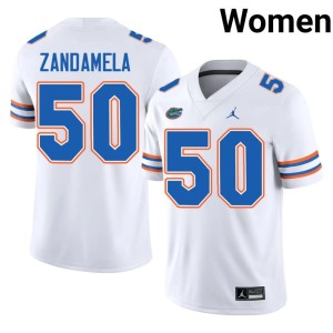 Stitched Women's #50 Jason Zandamela White Florida Gators Jerseys 339990-179