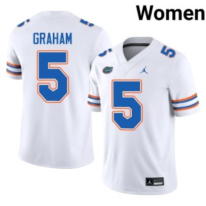 Game Florida Gators White #5 Womens Myles Graham Jerseys 502926-266