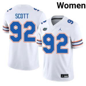 High School Gators White Sebastian Scott Women's #92 Jersey 575264-529