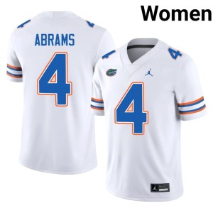 NCAA #4 Women's Florida White TJ Abrams Jerseys 499217-743
