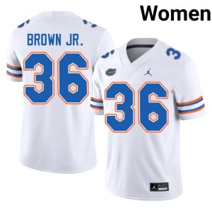 High School #36 Vincent Brown Jr. Gators White Womens Jerseys 265424-409