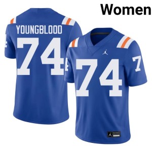 Official Florida Gators #74 Jack Youngblood Royal Women's Alternate Jerseys 800173-383