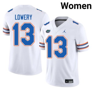Embroidery Jordy Lowery University of Florida Gators White #13 Women Jersey 439555-593
