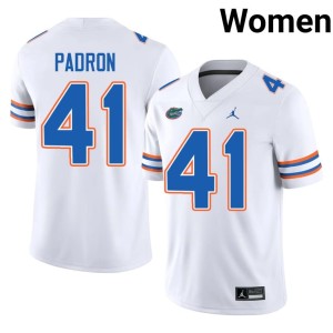 NCAA #41 Florida Gators Liam Padron Women White Jersey 470627-440