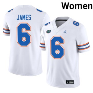 University Women UF Gators White #6 Shemar James Jersey 334623-947