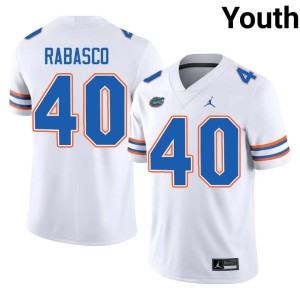 Game Youth White #40 Brandon Rabasco Florida Gators Jerseys 752594-584