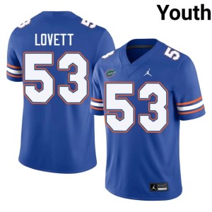 Stitched #53 Youth Bryce Lovett University of Florida Royal Jersey 488285-595