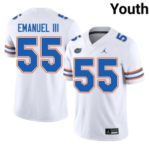 Official White Charles Emanuel III #55 UF Gators Youth Jerseys 366801-904