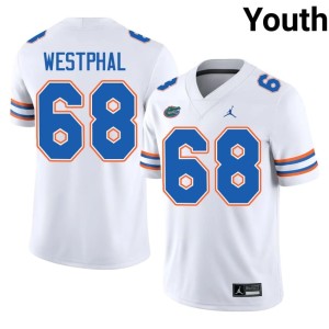 Football White Youth #68 University of Florida Gators Fletcher Westphal Jersey 448912-876