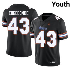 Official University of Florida #43 Jaden Edgecombe Black Youth Jerseys 870495-242