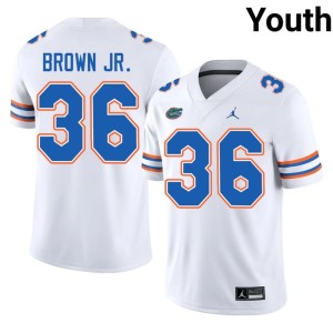 University White #36 Vincent Brown Jr. University of Florida Youth Jersey 653675-926