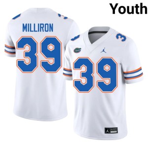 University #39 White Florida Youth Carter Milliron Jersey 544596-891