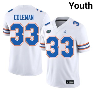 NCAA Youth Florida White DJ Coleman #33 Jerseys 914673-235