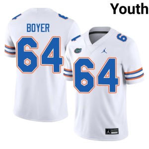 NCAA #64 University of Florida Gators White Eagan Boyer Youth Jerseys 191717-809