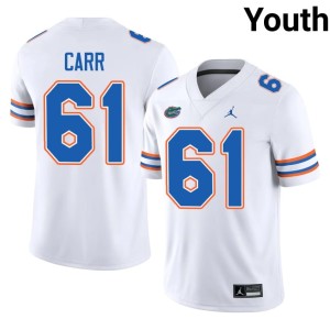 College White #61 G'Nivre Carr Youth University of Florida Gators Jersey 969768-635