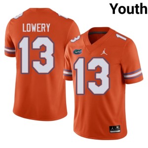 NCAA Youth #13 Orange Jordy Lowery University of Florida Gators Jersey 813064-181