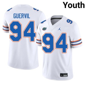 College Gator Nation Kendall Guervil Youth White #94 Jersey 104385-393