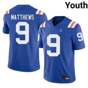 Official Shane Matthews Youth UF Gators Royal #9 Alternate Jerseys 976789-631