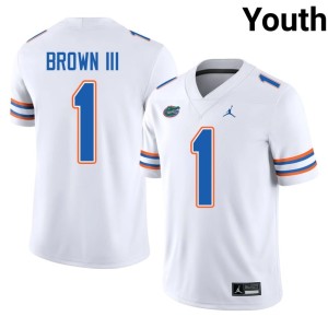 Stitched UF Gators Vernell Brown III White Youth #1 Jerseys 918338-690